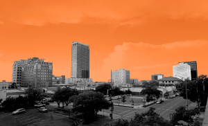 Amarillo Downtown Skyline with Orange Sky