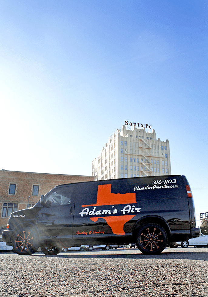 Adam's Air Company Van in Downtown Amarillo