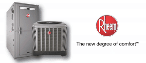 Rheem Logo with two HVAC units